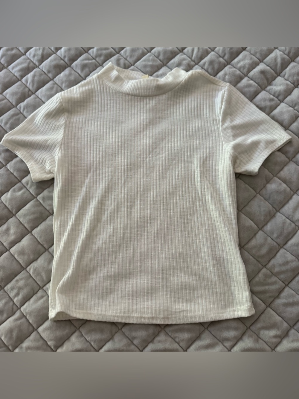 Pink Republic White Ribbed Crewneck Tee